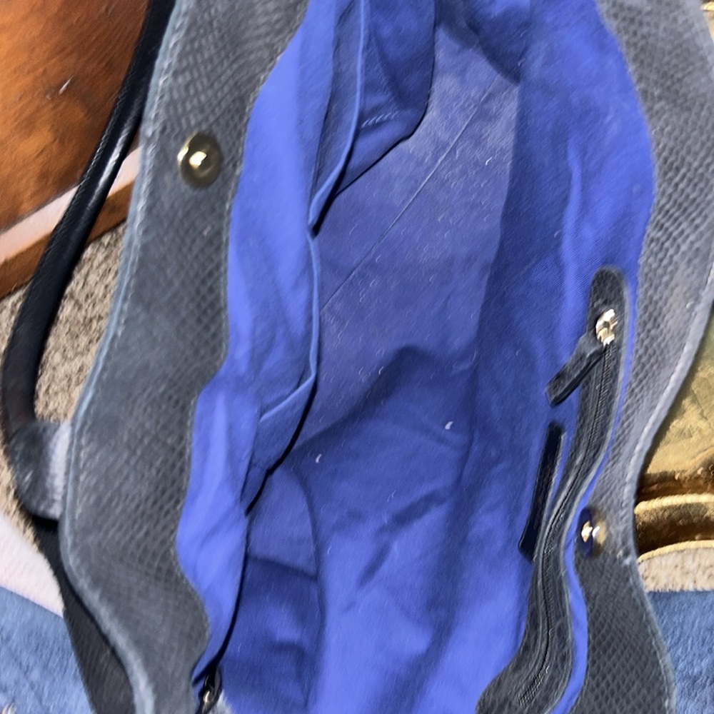 J. Mclaughlin Black Suede Tote | Python Embossed … - image 6